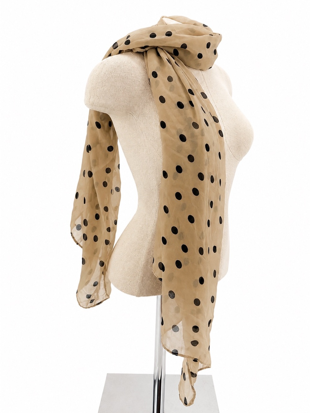 Unbranded Tank Black Polka Dot Sheer Lightweight Long Scarf Wrap